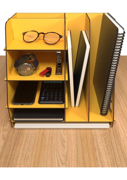 Luxury Voronoi Modern Masaüstü Organizer Düzenleyici A4 Ofis Evrak Rafı Sarı 1 Adet
