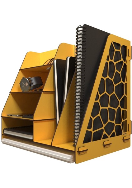 Luxury Voronoi Modern Masaüstü Organizer Düzenleyici A4 Ofis Evrak Rafı Sarı 1 Adet