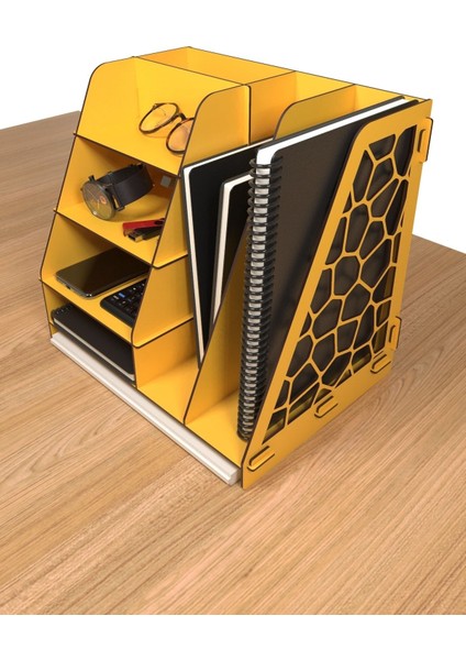 Luxury Voronoi Modern Masaüstü Organizer Düzenleyici A4 Ofis Evrak Rafı Sarı 1 Adet