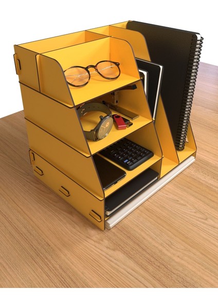 Luxury Voronoi Modern Masaüstü Organizer Düzenleyici A4 Ofis Evrak Rafı Sarı 1 Adet