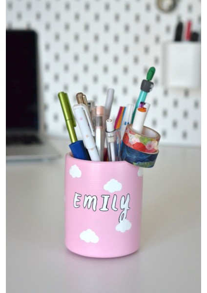 Luxury Isimli Kalemlik (Pembe) & Makyaj Fırçalığı & Masaüstü Organizer 1 Adet