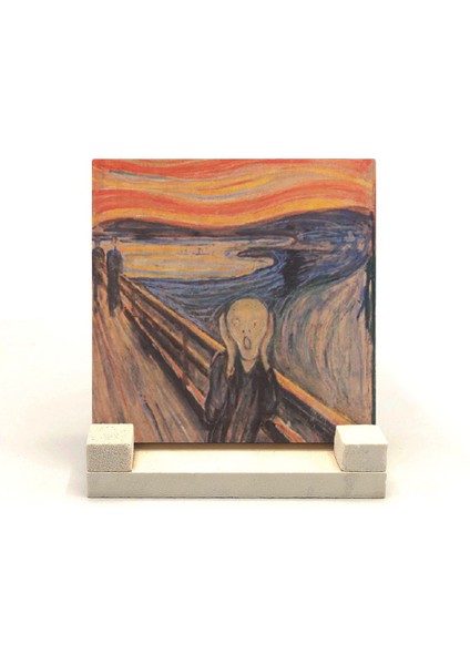 Luxury Çığlık Edvard Munch, 1893 Baskılı Doğaltaş Masaüstlük 10X10 KRG-168 1 Adet