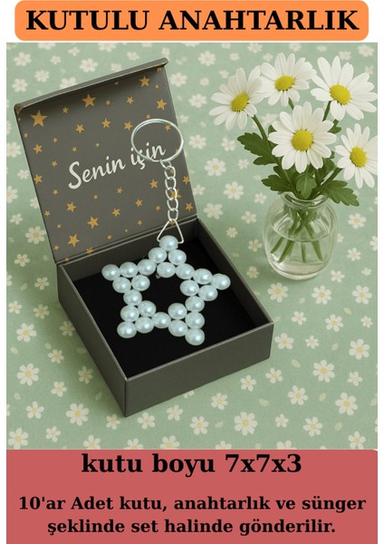 10 Adet Kutulu Anahtarlık - Kına Hediyesi - Nişan Hediyesi - Nikah Hediyesi - Siyah