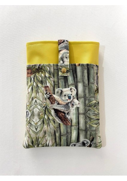 Luxury Koala Desenli Sarı Suni Deri Kitap Kılıfı 1 Adet