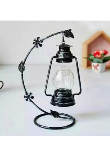 Luxury Dekoratif Işıklı Metal Fener Eskitme Model LED Hediyelik Süs Eşyası 13 cm 1 Adet