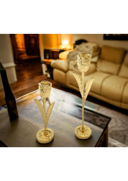 Luxury Lale Mumluk-Şamdan 2li 1 Adet
