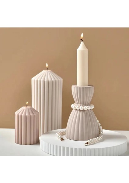 Luxury Dekoratif Prenses Mumluk & Şamdan, Pinterest Model, Iskandinav Mumluk, Bohem Mumluk Beton 1 Adet