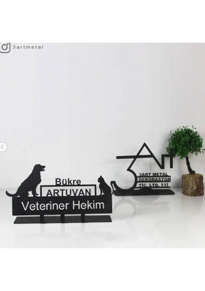 Luxury Veteriner Hekim Masaüstü Isimlik - Metal Masa Isimliği - Hediye Ofis Isimlik 1 Adet