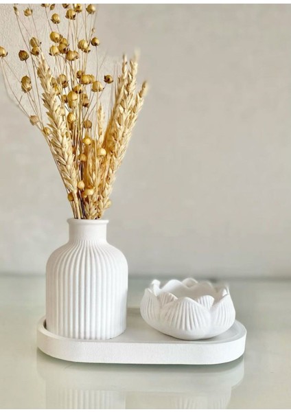 Luxury Hediyelik Dekoratif Vazo Lotus Mumluk Set 1 Adet
