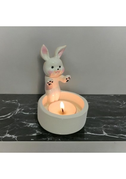 Luxury Dekoratif Ateş Başında Isınan Tavşan Tealight Mumluk Tealight 1 Adet
