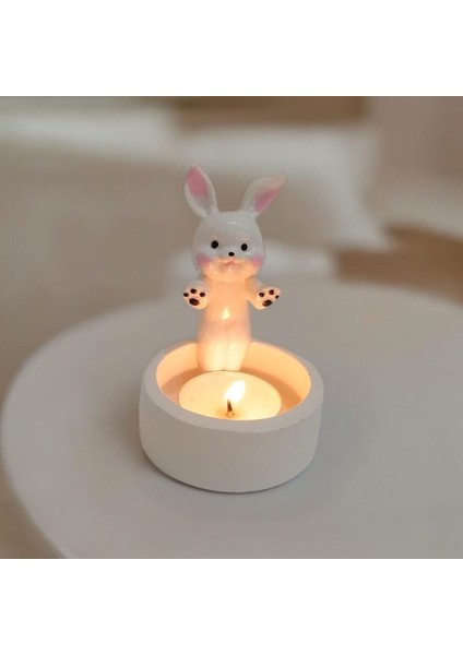 Luxury Dekoratif Ateş Başında Isınan Tavşan Tealight Mumluk Tealight 1 Adet modelleri