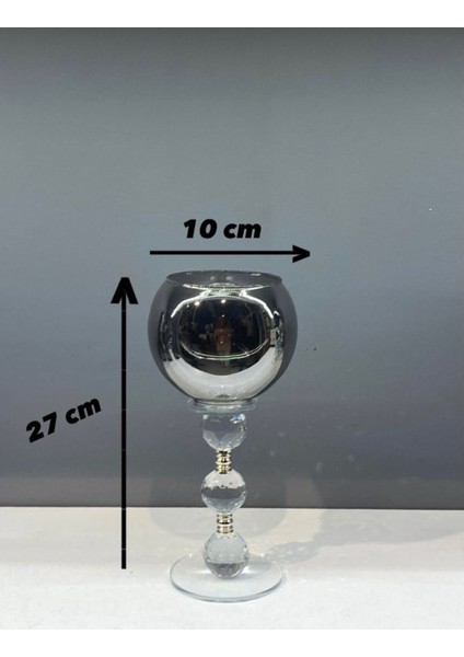 Luxury Dekoratif Kristal Cam Üçlü Top Şamdan Füme 1 Adet indirimleri