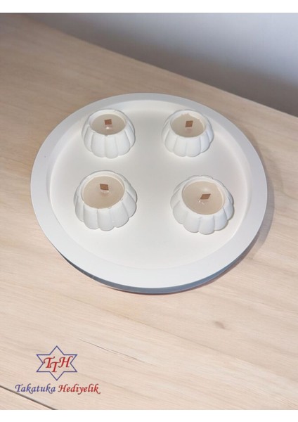 Luxury Dekoratif 4'lü Beton Mini Bal Kabağı Görünümlü Mumluk Ahşap Fitilli 5X4CM 1 Adet fiyatları