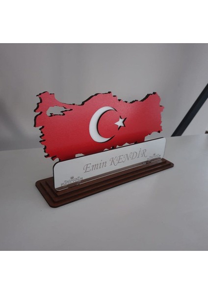 Luxury Kişiye Özel Türkiye Haritası Bayrakılı Ofis Isimlik Hediye Öğretmenler Gününe Özel 1 Adet