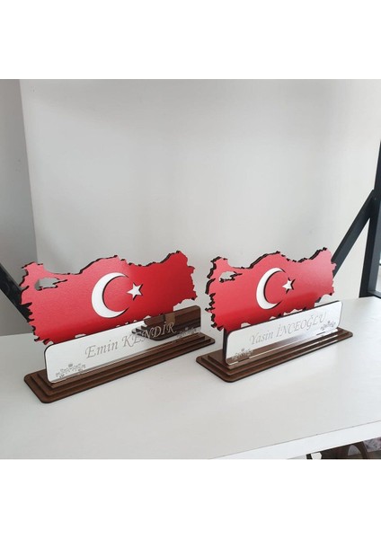 Luxury Kişiye Özel Türkiye Haritası Bayrakılı Ofis Isimlik Hediye Öğretmenler Gününe Özel 1 Adet fiyatları
