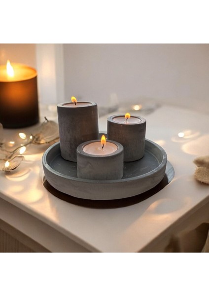 Luxury Beton Tepsi̇ 3 Lü Mumluk 1 Adet