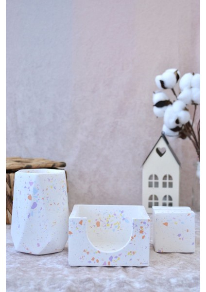 Luxury Terrazzo Bloknotluk Masaüstü Organizer 1 Adet