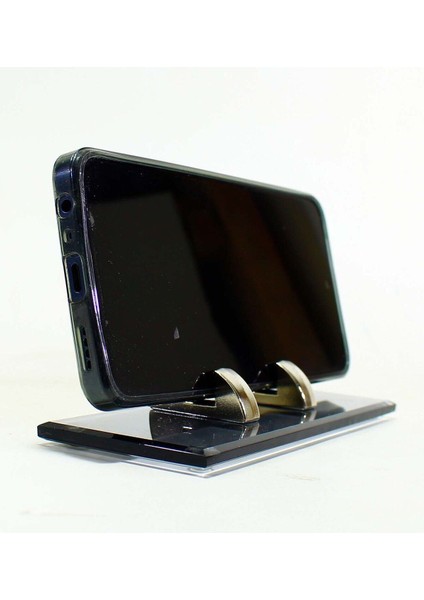 Luxury Masa Üstü Telefon Tutucu Stand Araç Telefon Tutucu Telefon Standı Cam Füme Krom Metal Ayak 1 Adet fiyatları