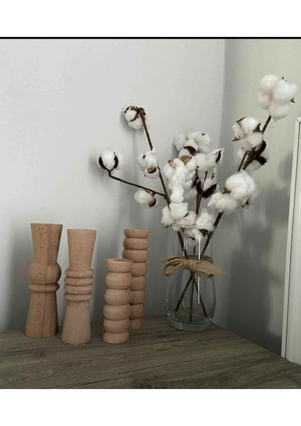 Luxury Ahşap 4 Lü Şamdan Dekorasyon Mumluk 1 Adet