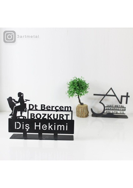 Luxury Diş Hekimi Masaüstü Isimlik - Metal Masa Isimliği - Kişiye Özel Isimlik 1 Adet