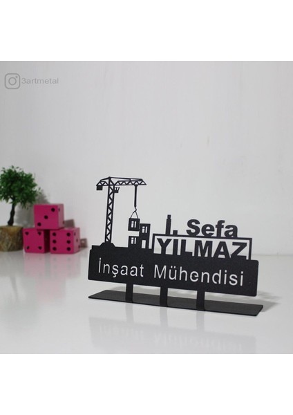 Luxury Inşaat Mühendisi Masaüstü Isimlik - Kişiye Özel Metal Masa Isimliği - Hediye Ofis Isimlik 1 Adet