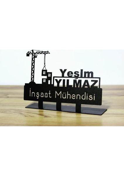 Luxury Inşaat Mühendisi Masaüstü Isimlik - Kişiye Özel Metal Masa Isimliği - Hediye Ofis Isimlik 1 Adet