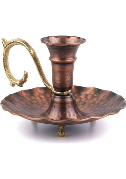 Luxury Bakır Mumluk El Şamdanı, Şınanay, Fırfırlı Mumluk 1 Adet