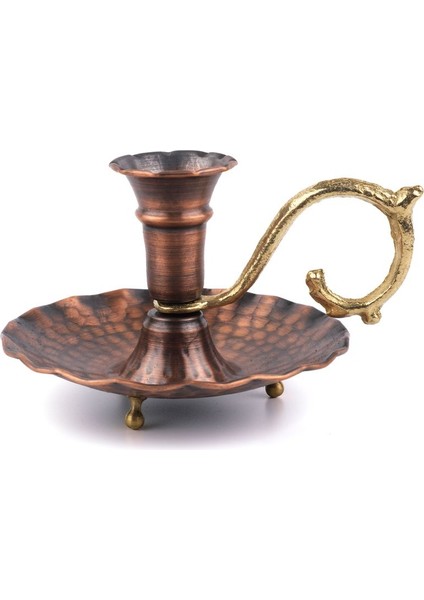Luxury Bakır Mumluk El Şamdanı, Şınanay, Fırfırlı Mumluk 1 Adet