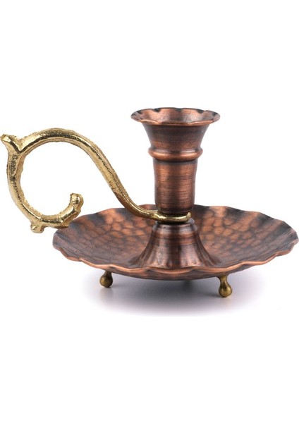 Luxury Bakır Mumluk El Şamdanı, Şınanay, Fırfırlı Mumluk 1 Adet