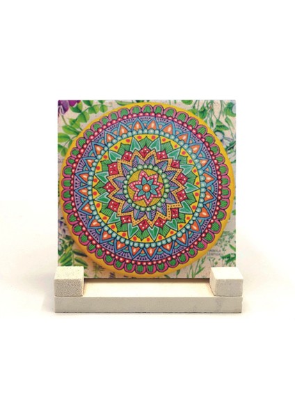Luxury Mandala Desen Baskılı Doğaltaş Masaüstlük 10X10 Kd-52 1 Adet