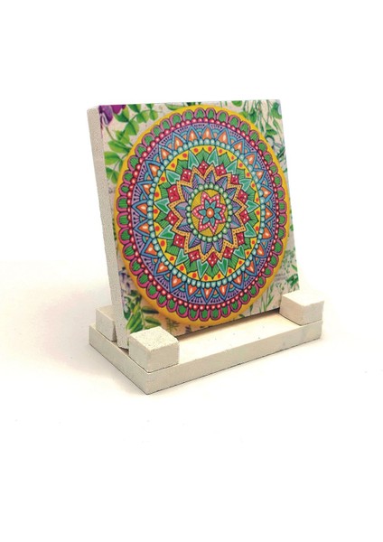 Luxury Mandala Desen Baskılı Doğaltaş Masaüstlük 10X10 Kd-52 1 Adet