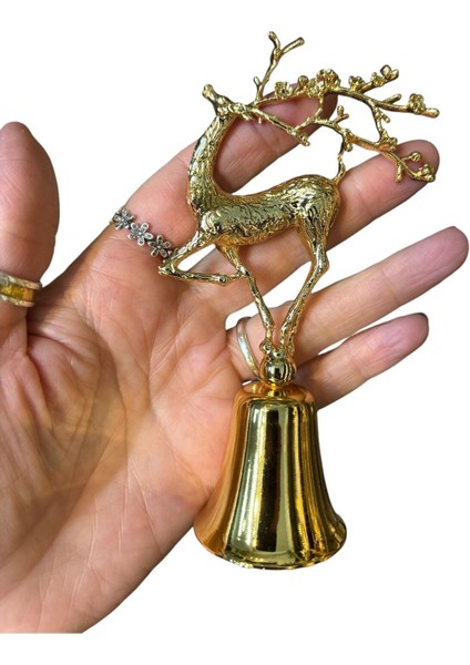 Luxury Çiçek Boynuzlu Geyikli Dekoratif Metal Çan Mum Söndürücü-Gold 1 Adet fiyatları