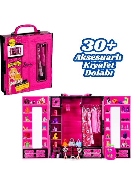 Luxury Beauty Aksesuarlı Gardırop - Barbie Dolap - Barbie Giysi Dolabı - Barbie Gardırop - Gardrop 1 Adet