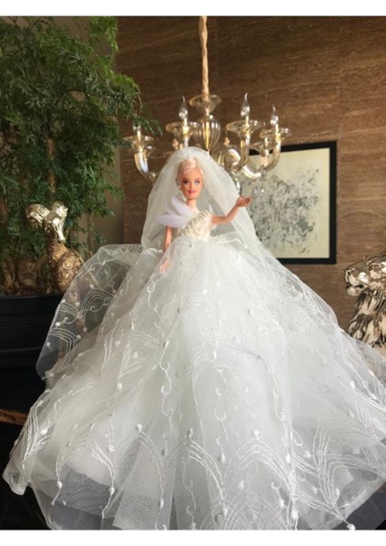 Luxury Gelin Bebek, Oyuncak El Yapımı Tasarım Gelinlikli Bebek 30 cm 1 Adet
