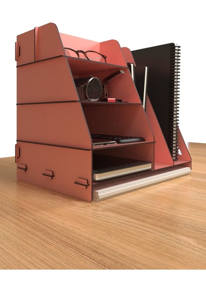 Luxury Ottoman Ofis Masaüstü Organizer Düzenleyici Evrak Rafı (Pembe) 1 Adet modelleri