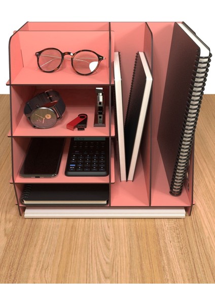 Luxury Ottoman Ofis Masaüstü Organizer Düzenleyici Evrak Rafı (Pembe) 1 Adet fırsatları
