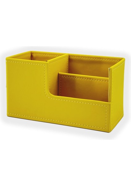 Luxury Beyoğlu Serisi Deri Organizer Kalemlik Pastel Sarı 11X20X9.5 cm 1 Adet