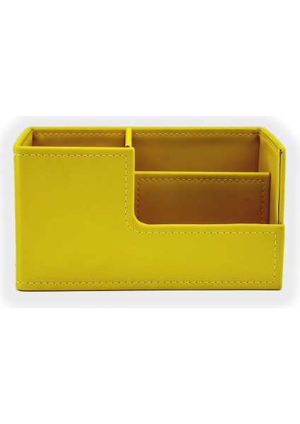 Luxury Beyoğlu Serisi Deri Organizer Kalemlik Pastel Sarı 11X20X9.5 cm 1 Adet modelleri