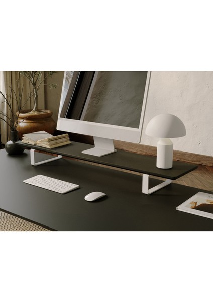 Luxury Doğal Ahşap Monitör Yükseltici Monitor Altlığı Monitör Sehpası Beyaz Ayaklı 1 Adet