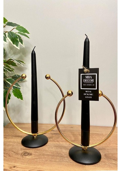 Luxury Golden Horn Gold - Siyah Kaplama Metal Paslanmaz Dolu Demir 20-15 cm 2 Li ( Ikili ) Şamdan Mumluk Ev 1 Adet modelleri