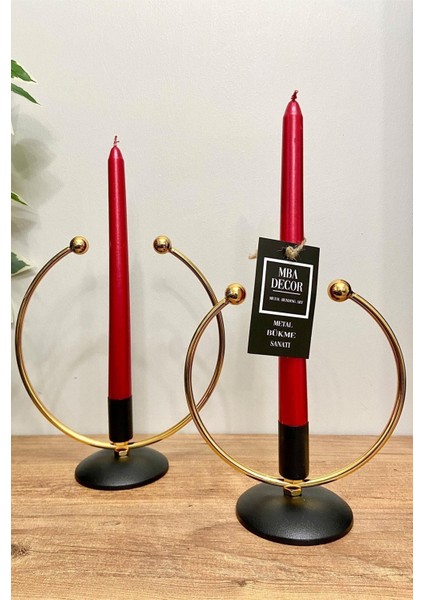 Luxury Golden Horn Gold - Siyah Kaplama Metal Paslanmaz Dolu Demir 20-15 cm 2 Li ( Ikili ) Şamdan Mumluk Ev 1 Adet fırsatları