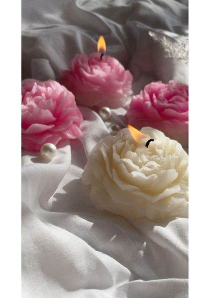 Luxury Şakayık Mum 2li Pembe Beyaz 1 Adet