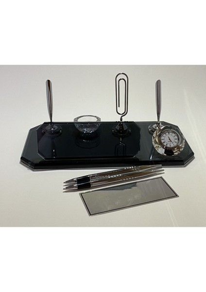Luxury Kristal Kalemli Masa Isimliği Hediyelik Set 1 Adet