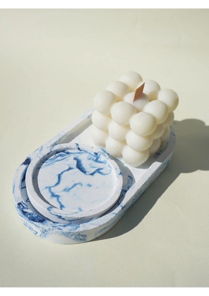 Luxury Mermer Desenli Dekoratif Beton Oval Organizer 1 Adet fiyatları