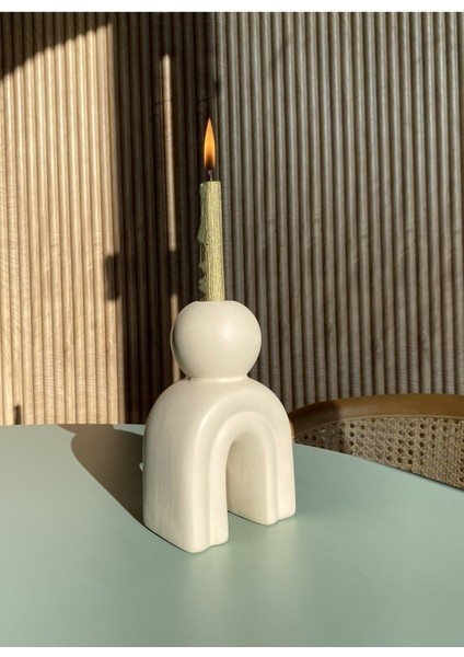 Luxury Seramik El Yapımı Mumluk | Tasarım | Bej Renk | BOY:16CM EN:10CM | 1 Adet fırsatları