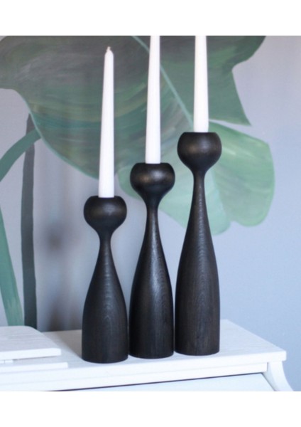 Luxury Doğal Ahşap Şamdan Seti 20CM & 17.5cm & 15CM , El Yapımı, Rustik Dekoratif 3'lü Mumluk Modern 1 Adet