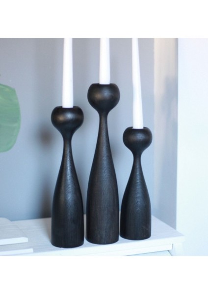 Luxury Doğal Ahşap Şamdan Seti 20CM & 17.5cm & 15CM , El Yapımı, Rustik Dekoratif 3'lü Mumluk Modern 1 Adet modelleri
