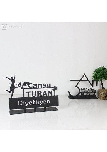 Luxury Diyetisyen Masaüstü Isimlik - Metal Masa Isimliği - Kişiye Özel Isimlik 1 Adet