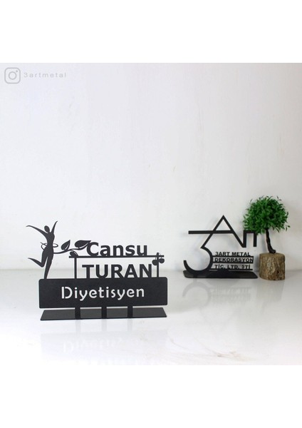 Luxury Diyetisyen Masaüstü Isimlik - Metal Masa Isimliği - Kişiye Özel Isimlik 1 Adet