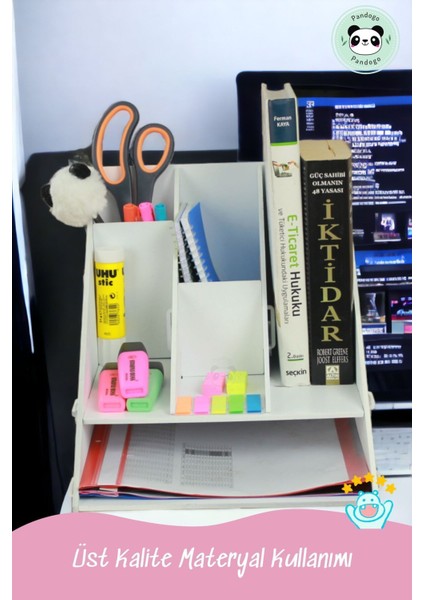 Masaüstü Ahşap Dosya Düzenleyici A4 Evrak Rafı Dosyalık Model 4